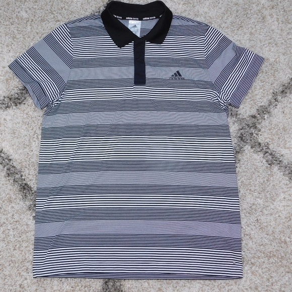 Adidas Men's Classic Polo Black and White Stripes - Picture 2 of 5